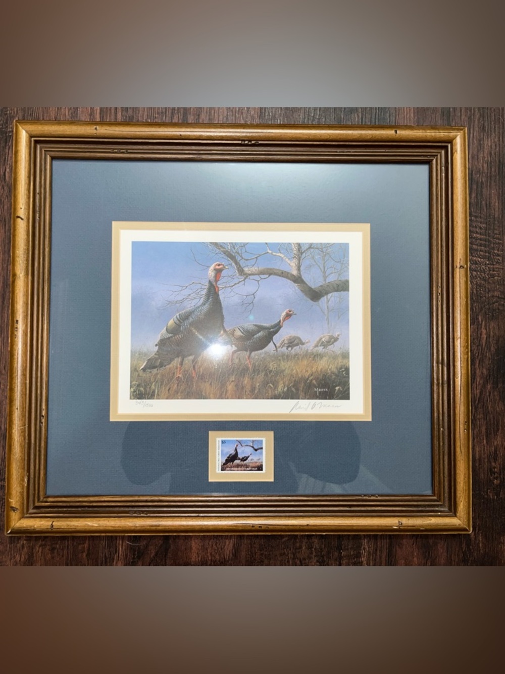 1987 Arkansas Wild Turkey Stamp signed lithograph and stamp David A Maass